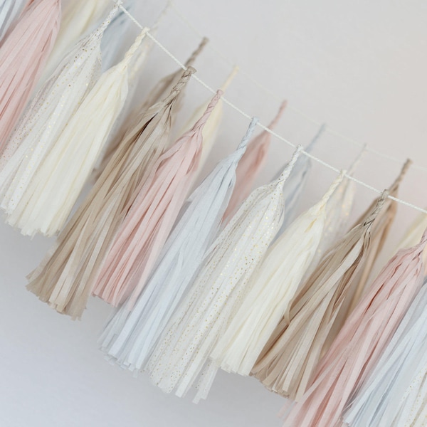 Op maat gemaakte papieren kwastslingerset - Kies je kleuren - Decoratie bruiloft, evenement of feest