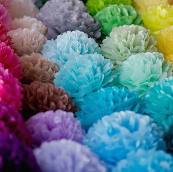 Baby Blue, 6 Approx All the Small Things 1 or 10 Tissue Paper Flower Pom Poms Wedding Party Christmas Decoration 3 sizes 