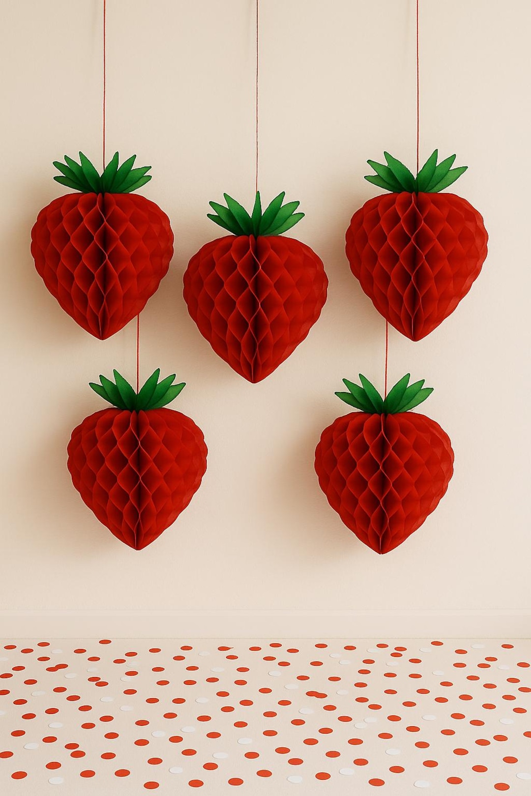 10 Pièces Boules En Nid D'Abeille À La Fraise Boules Suspendues À La Fraise Décoration Pour La