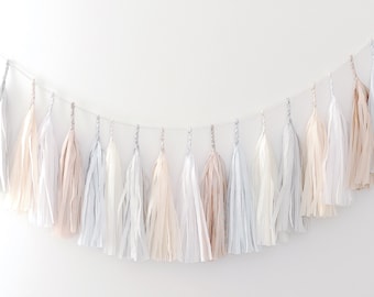 Pastel Paper Tassel Garland Boho wedding decorations Birthday banner baby shower Fringe garland bridal shower READY to HANG - no DIY