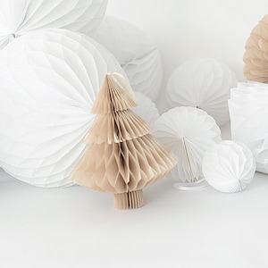 Metallic paper Honeycomb Christmas tree with trunk | Vintage Christmas tree | Paper Xmas decorations