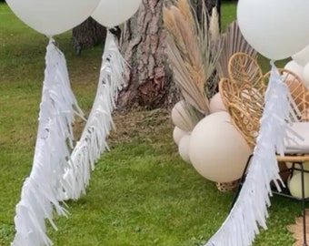 Giant White Balloon with Tissue Paper Tassel Tail: Party Decoration
