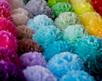 Pompones de papel de seda de colores personalizados: decoración para fiestas y bodas