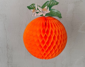 Large Handmade Honeycomb Orange: Party Decoration (35cm)