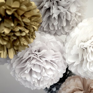 Piccoli pompon di carta scintillanti / Pompon di carta velina / Decorazioni natalizie