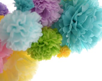 Juego de 20 pompones de papel de seda, decoraciones para fiestas en colores personalizados, fondo de flores de papel, decoración para bodas, baby showers y cumpleaños.