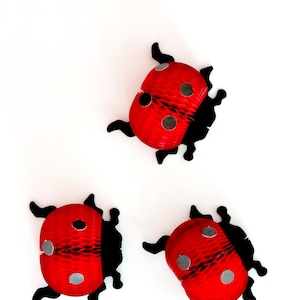 Set di decorazioni a nido d'ape in carta a forma di coccinella - 3 pezzi, 11 cm, decorazioni per feste in carta a forma di coccinella, compleanno per bambini, baby shower, aula, tema Lovebug