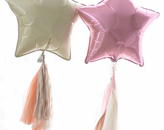 Star balloon with tassel tail | Baby shower balloons | 1st birthday balloon
