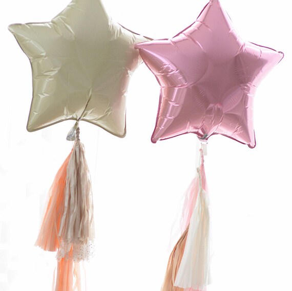 Star Balloon With Tassel Tail Baby Shower Balloons 1st Birthday Balloon 