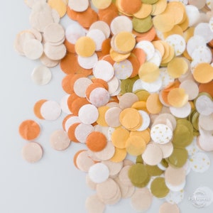 Vintage Orange and Gold Paper Confetti 15g Fall Biodegradable Wedding Confetti  Pumpkin Spice round confetti pack