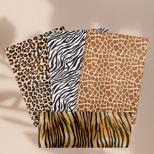 Animal Skin Print Tissue Paper 20 Sheet Leopard Zebra Giraffe Tiger Print Patterned Wrapping Paper Gift Tissue Paper for Birthday gift Bags
