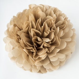 Decorazioni per feste con pompon in carta velina color marrone chiaro, stile boho rustico, per matrimoni, baby shower, addio al nubilato, feste di compleanno, aule, decorazioni per la casa