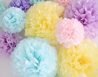 Paper pom pom party set of 40 | Baby shower decor | Paper flowers | Birthday party decor