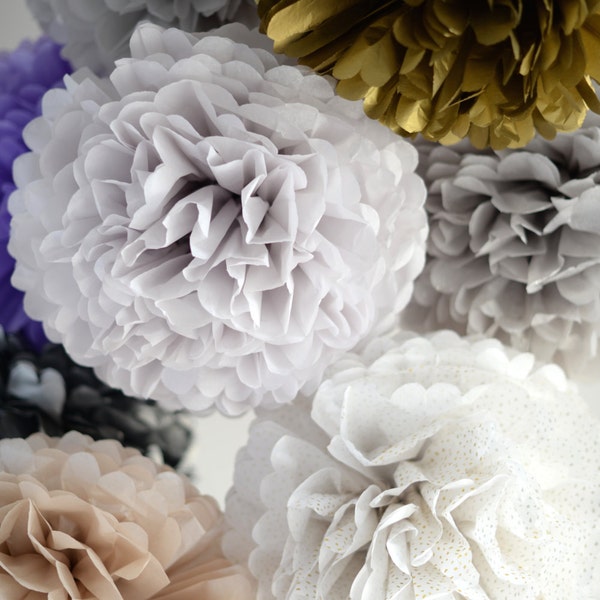 Pompons géants en papier de soie de 19 po./49 cm | Fleurs en papier scintillantes | Décorations de fête de mariage