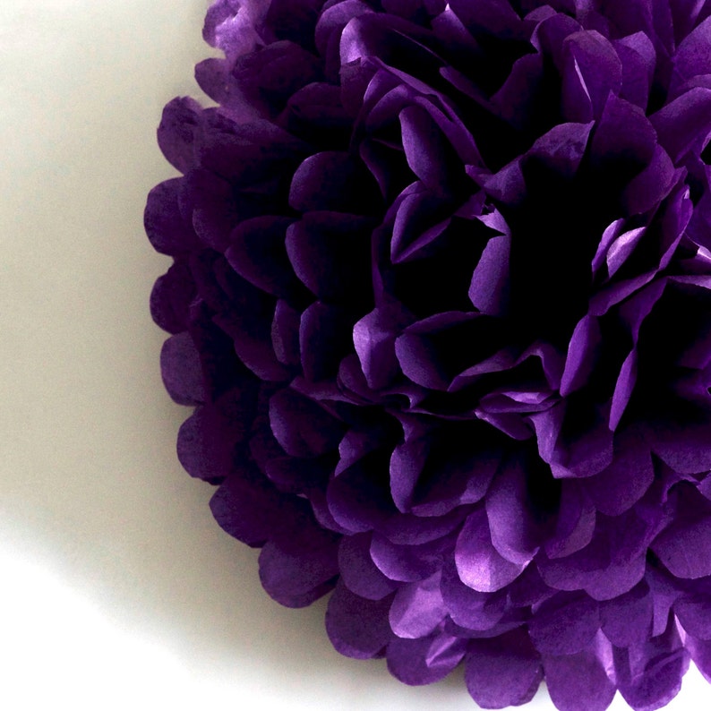 Purple paper pom pom 40th birthday decoration Winter wedding decor Paper flowers image 2