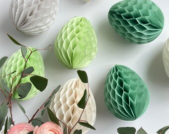 Paper honeycomb easter eggs decorations  | paper easter decorations | honeycomb paper eggs