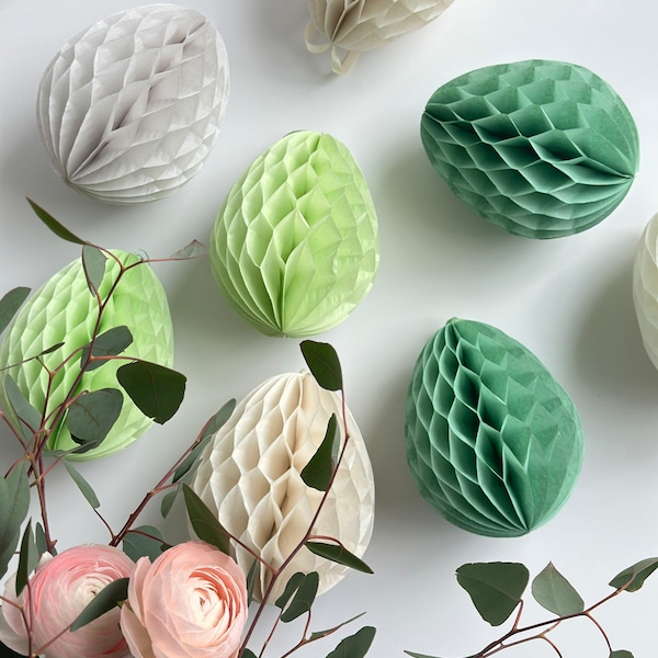 Paper honeycomb easter eggs decorations  | paper easter decorations | honeycomb paper eggs