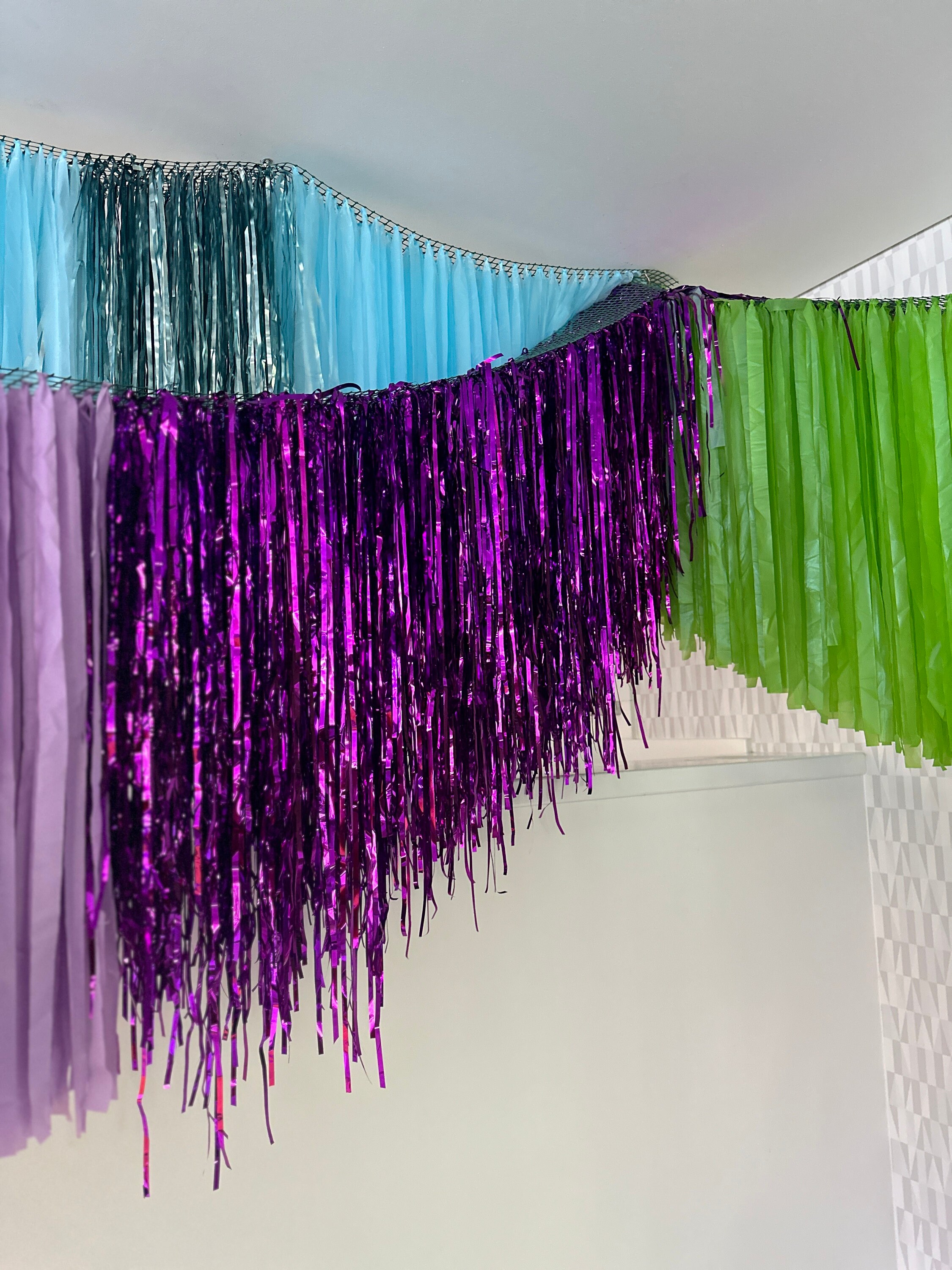 Ceiling Aerial Fringe Garland: Custom Color Streamer Backdrop for