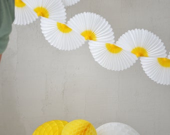 Yellow Paper Fan Decorations - 12pc Hanging Paper Fans For Party Wedding Decor