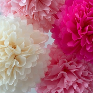 Pink & Ivory Tissue Paper Pom Poms: 75 Piece Party Decor Set
