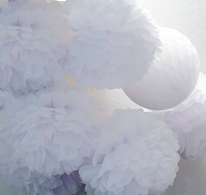 Paper decoration set of 55 Tissue paper flowers Paper decorations set Wedding decorations Wedding isle decor image 9