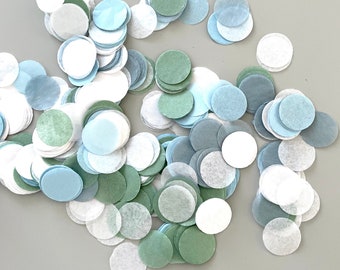 Eco-Friendly Wedding Confetti - Biodegradable Tissue Paper Circles in Dusty Blue, Green, Grey | Sustainable Decor | 15g wedding, birthday