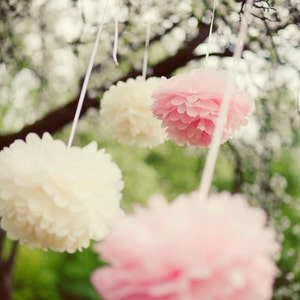 Set di decorazioni per feste con pompon in carta velina, 15 pezzi, colori personalizzati, fiori di carta, decorazioni per compleanni, matrimoni, baby shower, uffici e aule