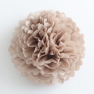 Handmade Taupe Tissue Paper Pom Pom: Rustic Wedding Decor