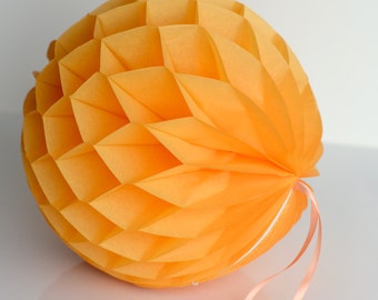 Goldenrod paper honeycomb | light orange paper decorations | vibrant Hanging decorations