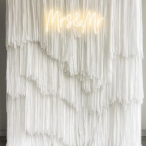 All white Fringe Backdrop, Photo Wall, Streamer Wall, party Decorations, Rainbow Colour Backdrop Party Disco Streamer Backdrop