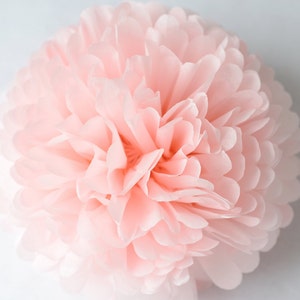 Decorazioni per feste con pompon di carta rosa chiaro, fiori di carta rosa pastello per matrimoni, feste di compleanno femminili, baby shower, decorazioni per addio al nubilato, regalo