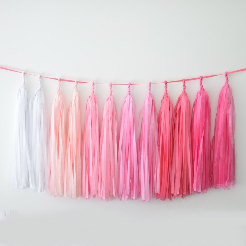 Pink Tassel Garland Tissue Paper Fringe Garland Etsy UK