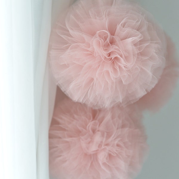 Rose gold Tulle Pom Poms | pink wedding decor | Tulle balls - wedding decorations  - baby shower  - baby girl