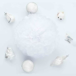 White 15 mixed sizes tissue paper Pom Poms set Wedding pom poms Wedding decor image 3