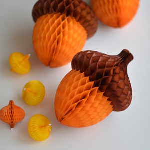 Acorn paper honeycomb forest woodland birthday party decor autumn theme eco friendly decorations - balloon garland add on- table decoratios