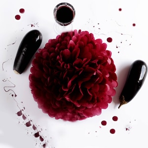 12 grandi pompon di carta bordeaux set decorazioni per matrimoni in carta bordeaux decorazioni per compleanni, feste di laurea, anniversari