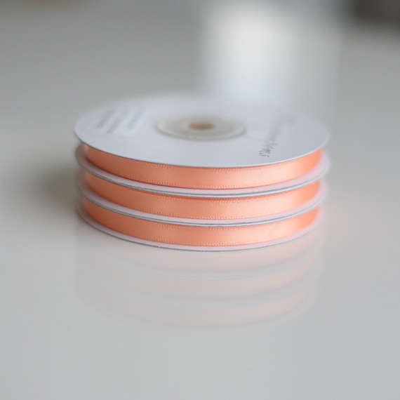 Double Sided Satin Ribbon - Peach 6mm Double Sided Satin Ribbon - Peach 6mm
