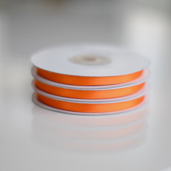 Orange double sided high quality satin ribbon 6mm 12mm full roll Gift wrap craft bows gift packing sewing ribbon