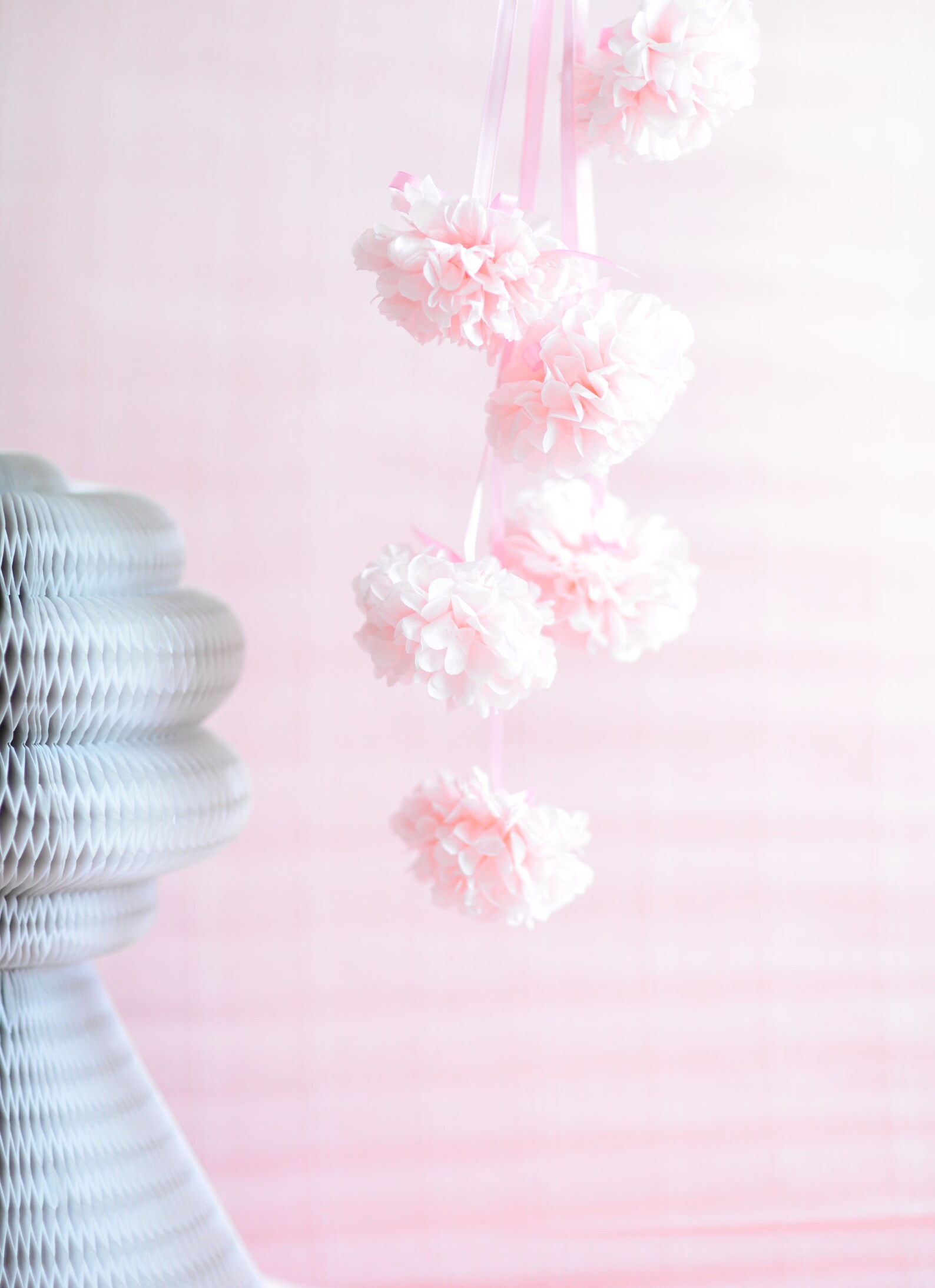 40 Tiny Paper Pom Poms Garland Baby Shower Garland Blush Etsy