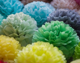 Paper pom pom set of 21 | Tissue paper balls | Colourful paper flowers | Birthday decorations
