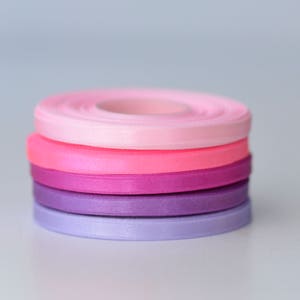 Cinta de raso de doble cara, rollo completo de 5 m, color rosa, lila, lavanda, para envolver regalos, cinta de raso de alta calidad, cinta de regalo.