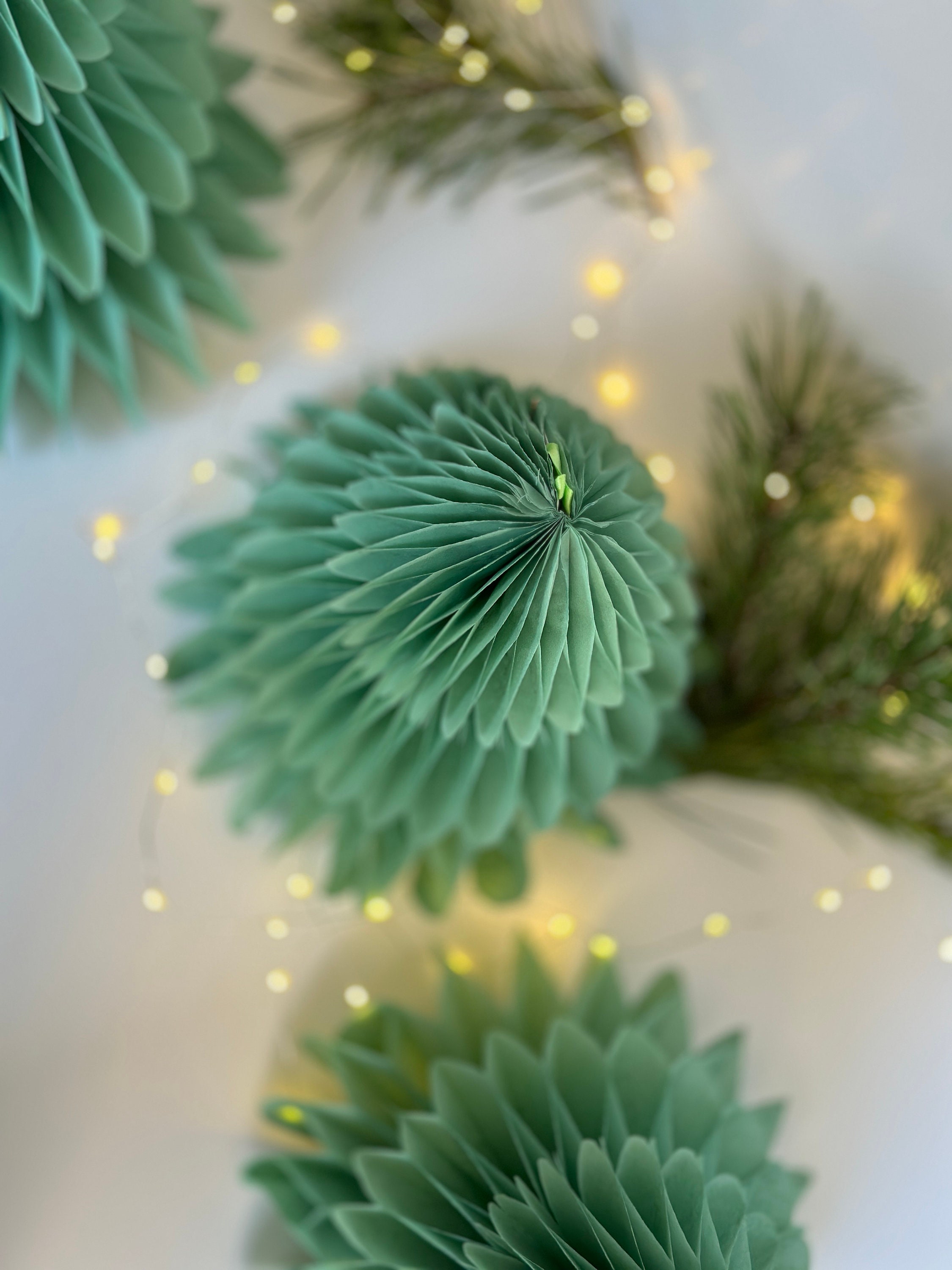 Green Tree Paper Honeycomb Decorations – demitasse.
