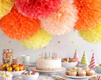 Tissue Paper Pom Pom Set of 20, Large 14 Inch, Custom Colors Wedding Decoration