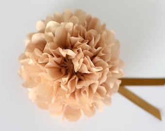 Mini paper pom pom with ribbon | Wedding table decor | Tissue paper balls