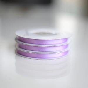 Lilac double sided satin ribbon high quality 6mm 12mm lilac Polyester Ribbon for Gift Wrapping crafts party decor Sewing Project Hair Bows