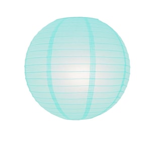 5 PSC light blue Paper lanterns with led light Tissue Paper Lantern Round Hanging Chinese Paper Lantern  12&quot; party baby shower decorations