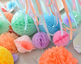 Mint Peach Birthday Party Decorations Mint Green Cream Pink Hanging