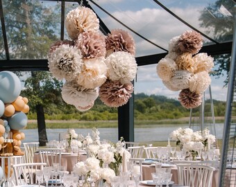 M METERXITY 10 stuks Tissue Pom Poms Bloemen - Bruiloft Decoratie