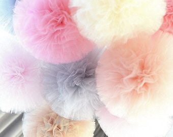 Large tulle pom poms party decoration set of 3 custom colour tulle pom poms  birthday baby shower nursery canopy birthday party decorations