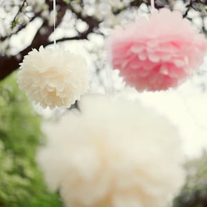 Set di pompon di carta velina personalizzabili, 18 pezzi, decorazioni ecologiche per baby shower, matrimonio, festa di compleanno, addio al nubilato, fiori di carta